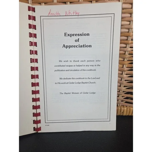 Cedar Lodge Baptist Church Cookbook Thomasville, North Carolina Vintage 1991 - Picture 2 of 7